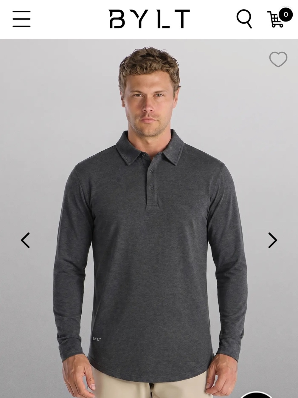 BYLT Basics Men's Long-Sleeve Polo - Charcoal Gray